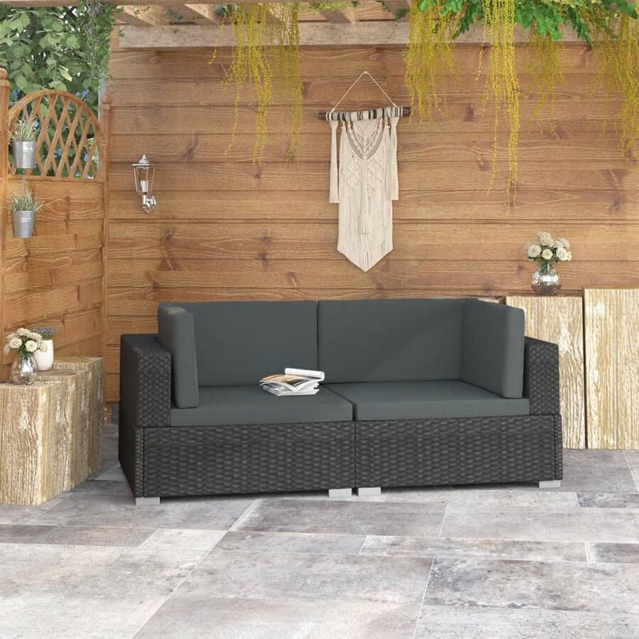 ForYou Prolenta Premium Hoekbanken 2 st met kussens poly rattan zwart