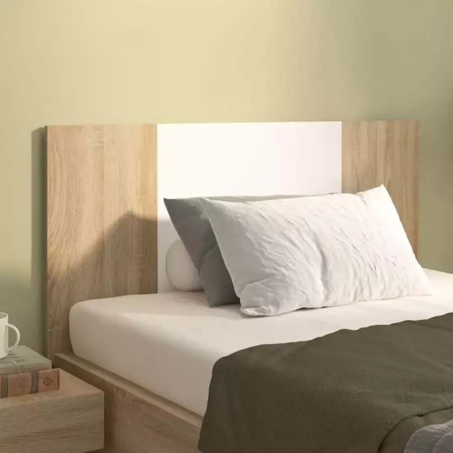 ForYou Prolenta Premium Hoofdbord 120x1 5x80 cm bewerkt hout wit en sonoma eikenkleurig