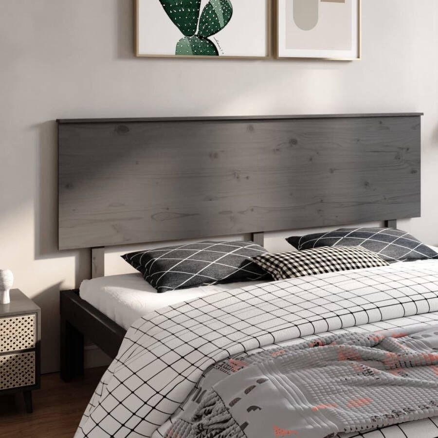 ForYou Prolenta Premium Hoofdbord 204x6x82 5 cm massief grenenhout grijs