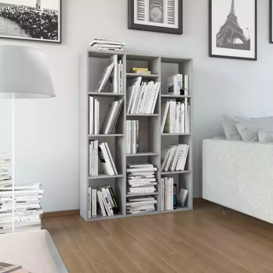 ForYou Prolenta Premium Kamerscherm boekenkast 100x24x140 cm bewerkt hout betongrijs