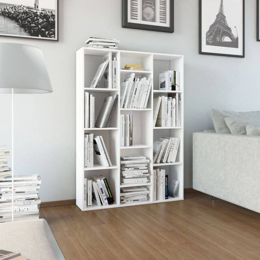 ForYou Prolenta Premium Kamerscherm boekenkast 100x24x140 cm bewerkt hout hoogglans wit