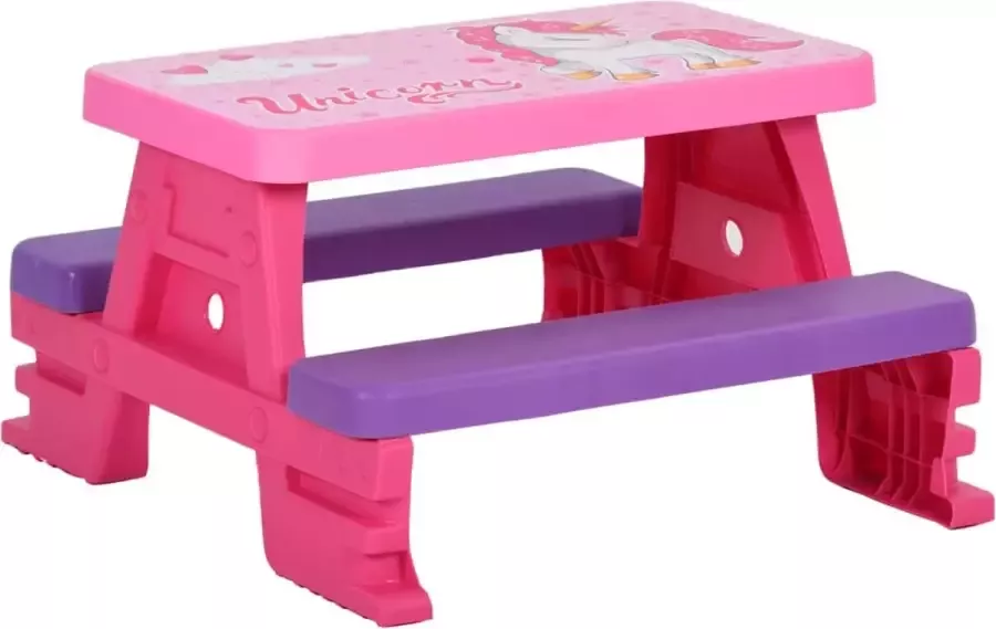 ForYou Prolenta Premium Kinderpicknicktafel met banken 79x69x42 cm roze