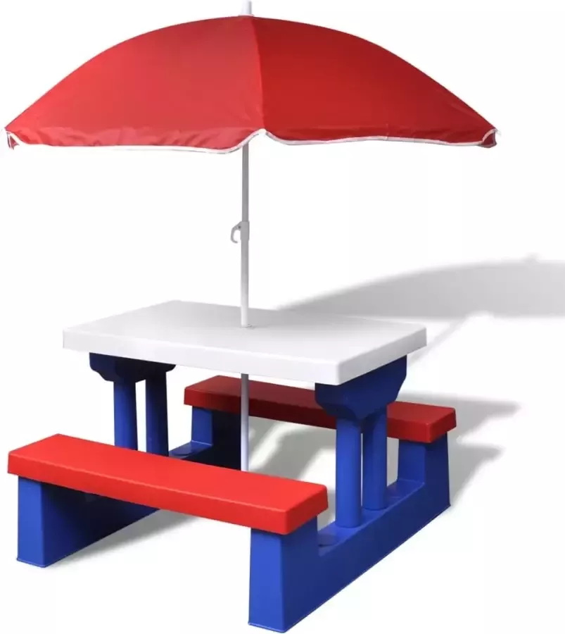 ForYou Prolenta Premium Kinderpicknicktafel met banken en parasol meerkleurig