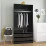 ForYou Prolenta Premium Kledingkast 100x50x200 cm bewerkt hout hoogglans zwart - Thumbnail 1