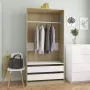 ForYou Prolenta Premium Kledingkast 100x50x200 cm bewerkt hout wit en sonoma eiken - Thumbnail 3