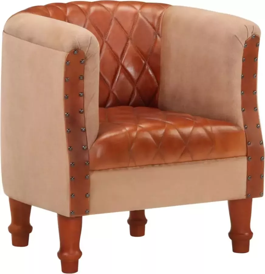 ForYou Prolenta Premium Kuipstoel echt leer en massief mangohout bruin - Foto 2