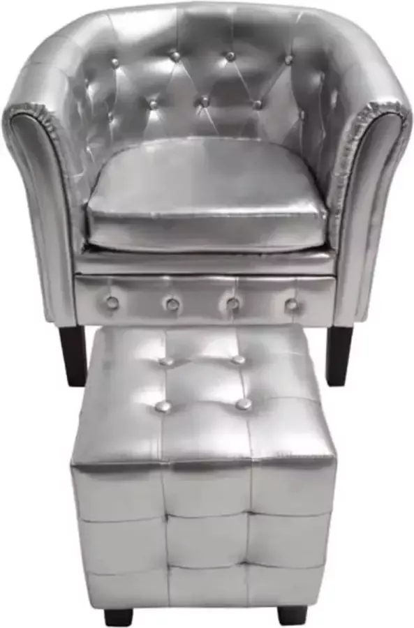 ForYou Prolenta Premium Kuipstoel met voetenbankje kunstleer zilverkleurig