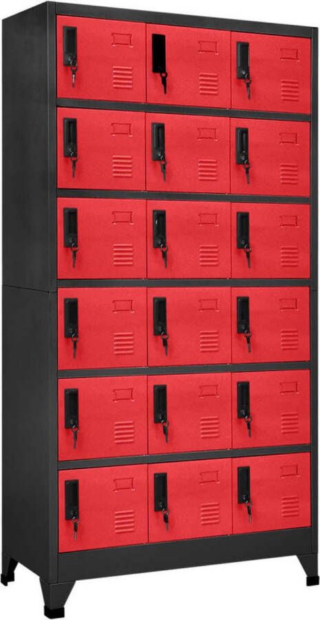 ForYou Prolenta Premium Lockerkast 90x40x180 cm staal antracietkleurig en rood