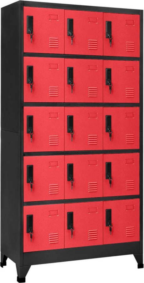 ForYou Prolenta Premium Lockerkast 90x40x180 cm staal antracietkleurig en rood