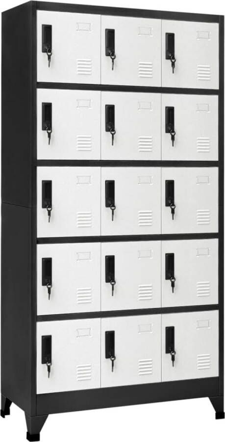 ForYou Prolenta Premium Lockerkast 90x40x180 cm staal antracietkleurig en wit