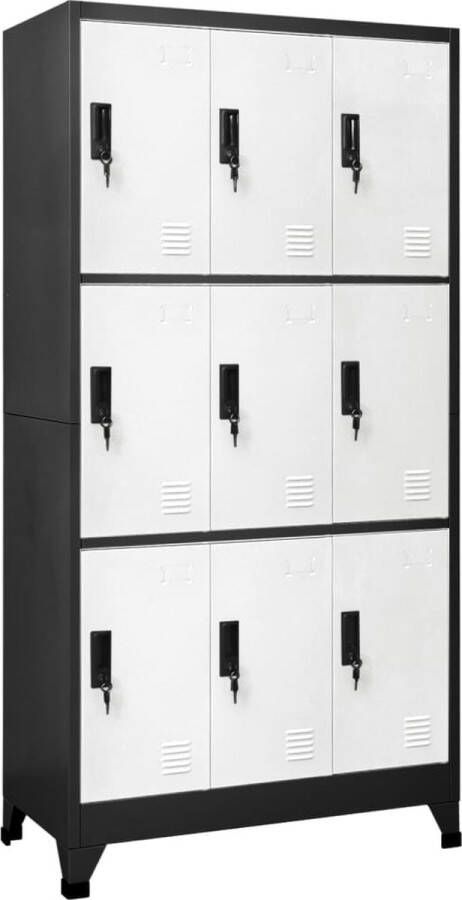 ForYou Prolenta Premium Lockerkast 90x45x180 cm staal antracietkleurig en wit