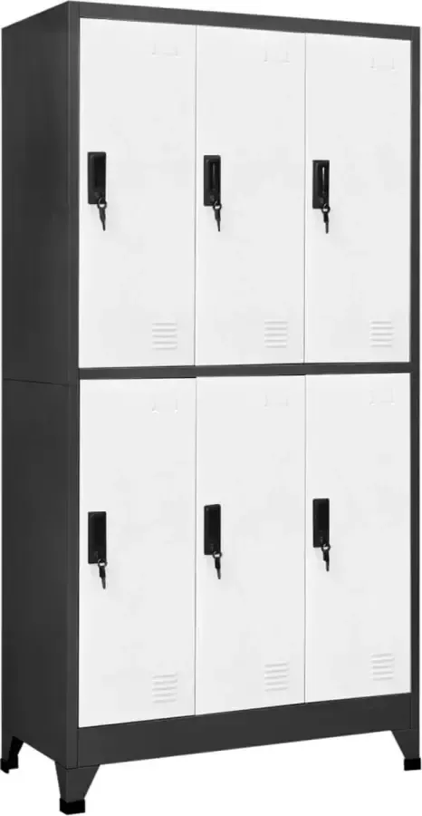 ForYou Prolenta Premium Lockerkast 90x45x180 cm staal antracietkleurig en wit