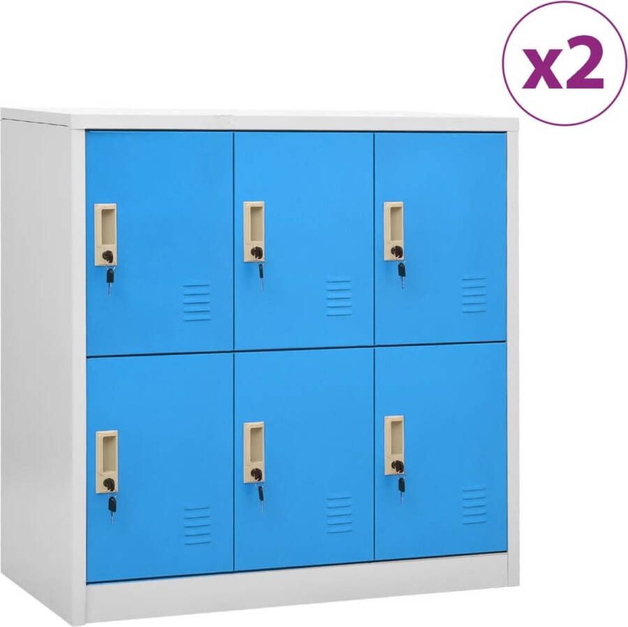 ForYou Prolenta Premium Lockerkasten 2 st 90x45x92 5 cm staal lichtgrijs en blauw