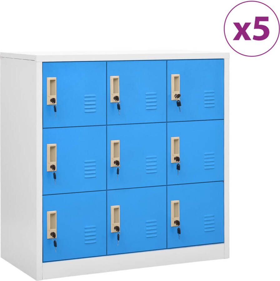 ForYou Prolenta Premium Lockerkasten 5 st 90x45x92 5 cm staal lichtgrijs en blauw