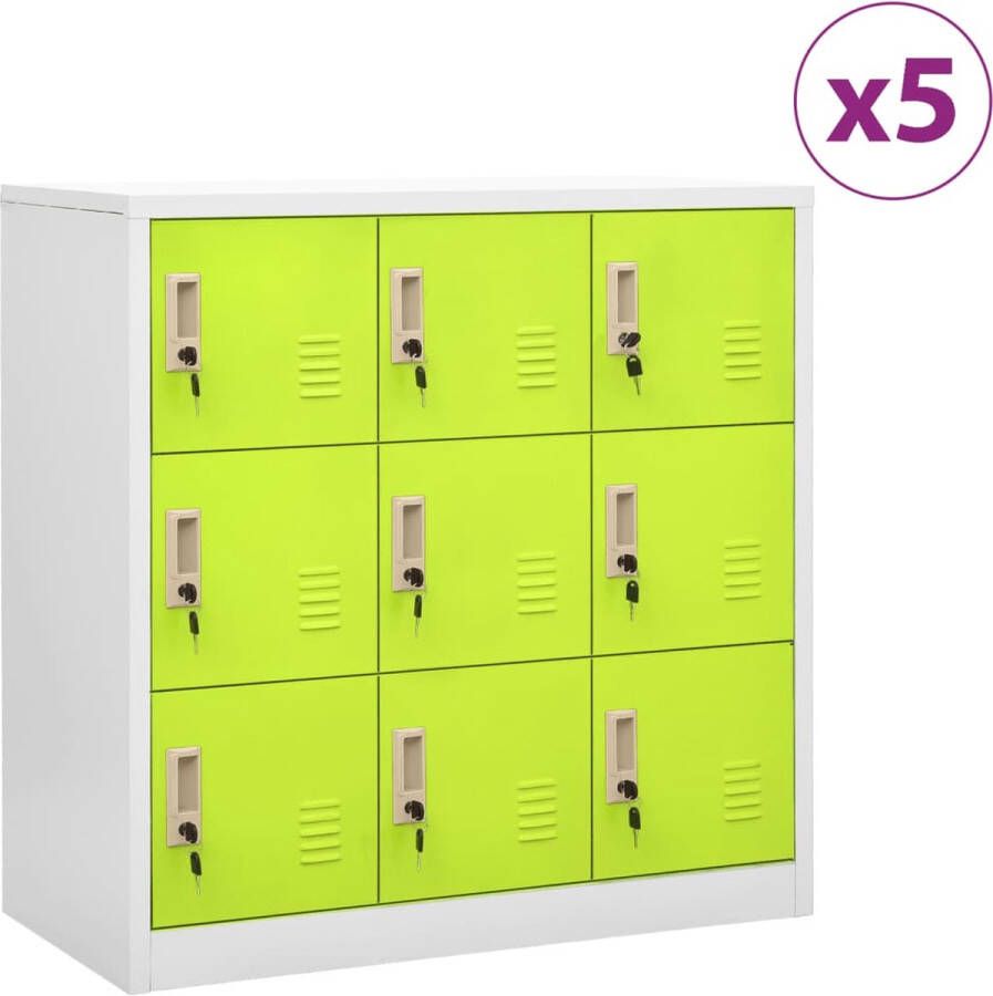 ForYou Prolenta Premium Lockerkasten 5 st 90x45x92 5 cm staal lichtgrijs en groen