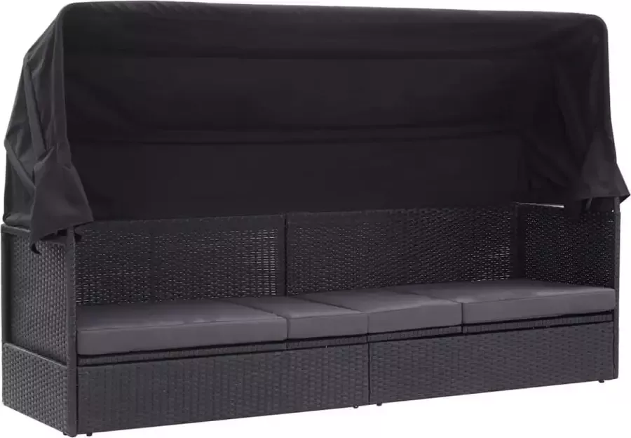 ForYou Prolenta Premium Loungebank met luifel poly rattan zwart