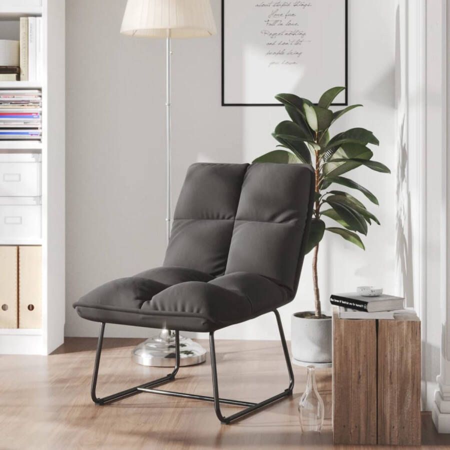 ForYou Prolenta Premium Loungestoel met metalen frame fluweel donkergrijs