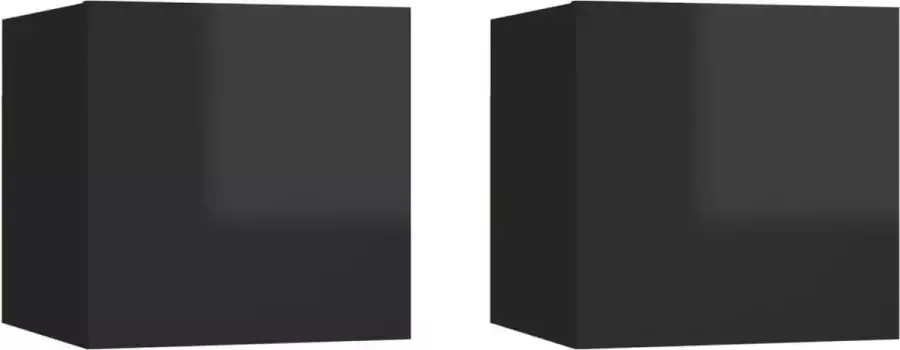 ForYou Prolenta Premium Nachtkastjes 2 st 30 5x30x30 cm spaanplaat hoogglans zwart