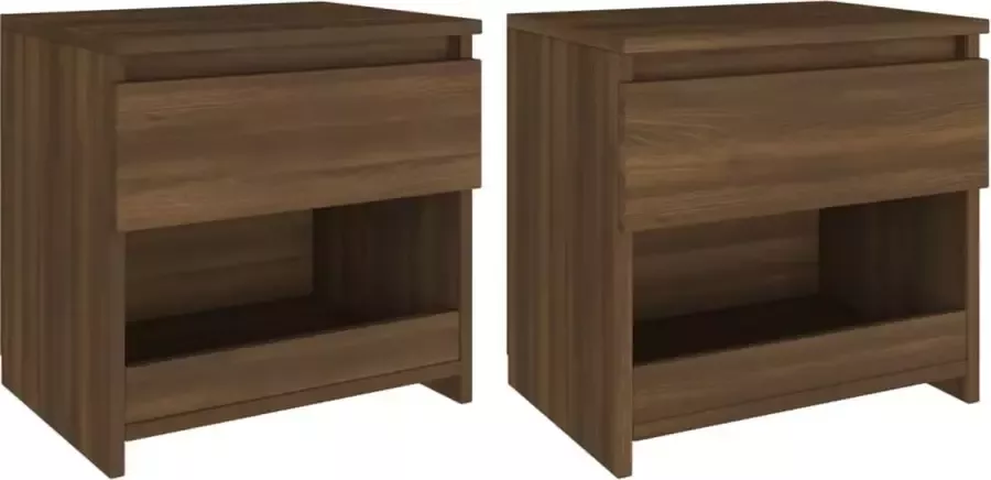 ForYou Prolenta Premium Nachtkastjes 2 st 40x30x39 cm bewerkt hout bruineikenkleurig