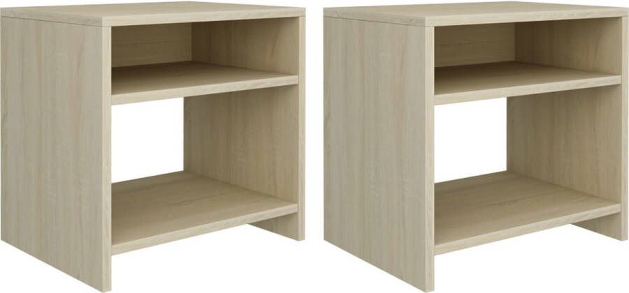 ForYou Prolenta Premium Nachtkastjes 2 st 40x30x40 cm bewerkt hout sonoma eikenkleurig