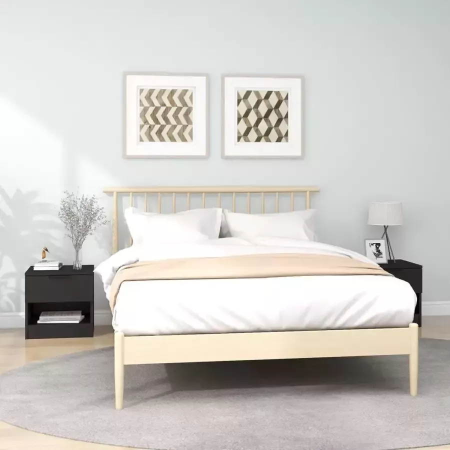 ForYou Prolenta Premium Nachtkastjes 2 st bewerkt hout zwart - Foto 4