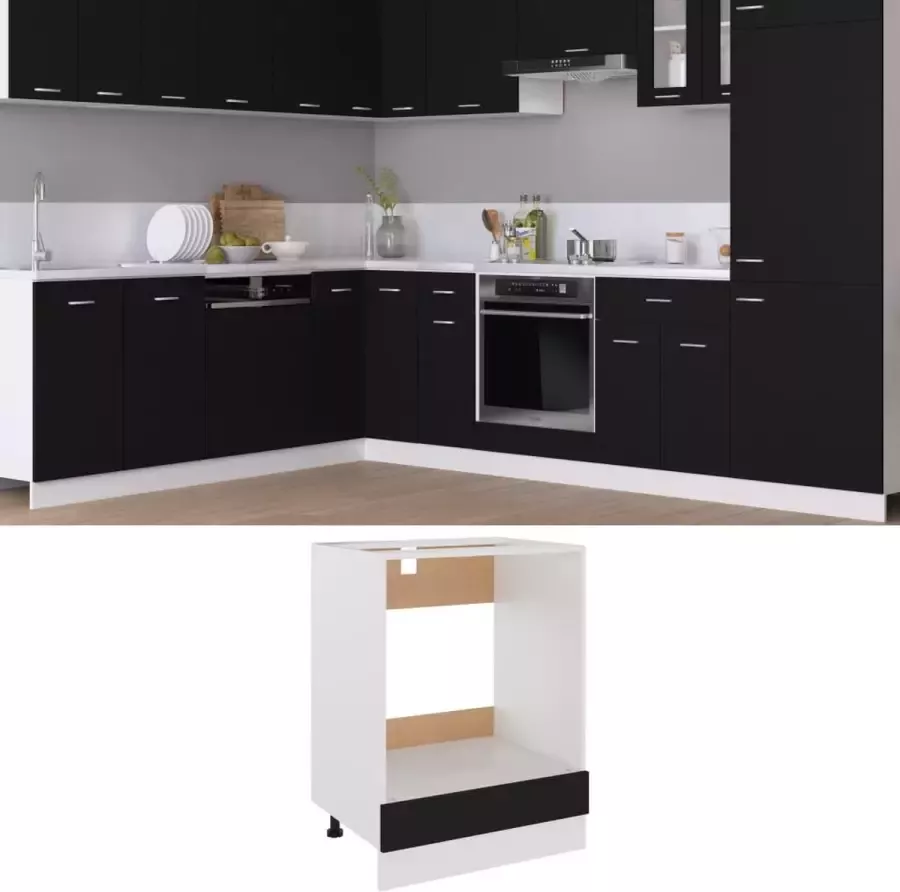 ForYou Prolenta Premium Ovenkast 60x46x81 5 cm spaanplaat zwart