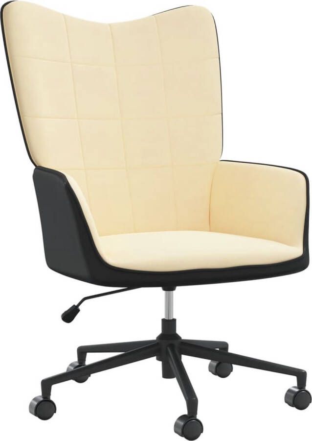 ForYou Prolenta Premium Relaxstoel fluweel en PVC crèmewit- Fauteuil Fauteuils met armleuning Hoes stretch Relax Design