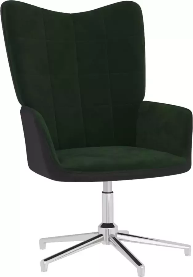 ForYou Prolenta Premium Relaxstoel fluweel en PVC donkergroen- Fauteuil Fauteuils met armleuning Hoes stretch Relax Design