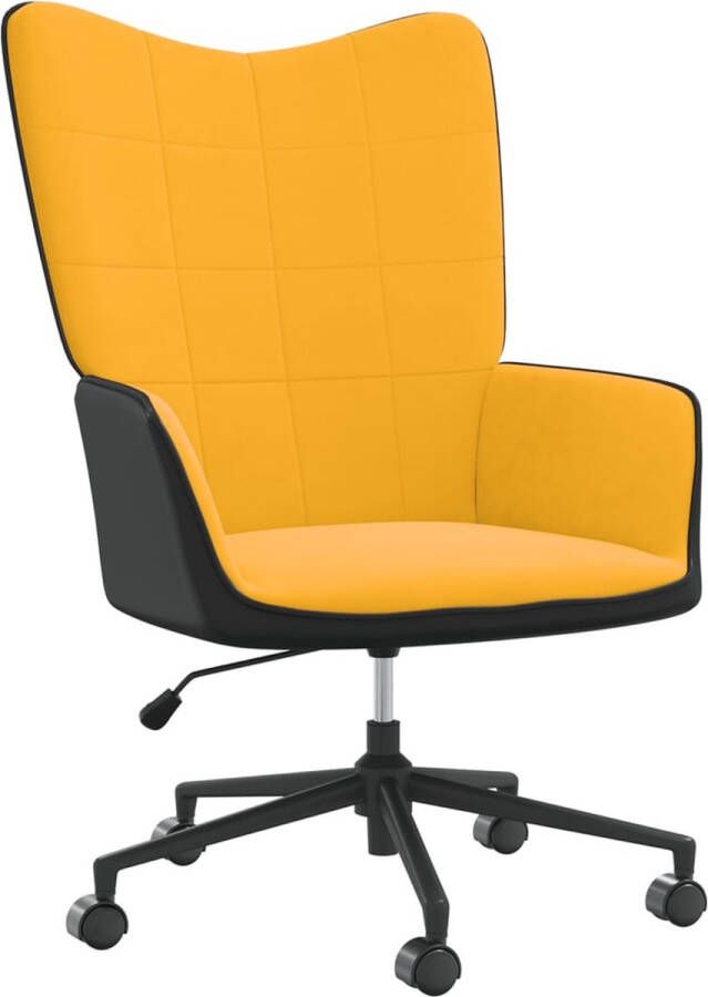 ForYou Prolenta Premium Relaxstoel fluweel en PVC mosterdgeel- Fauteuil Fauteuils met armleuning Hoes stretch Relax Design