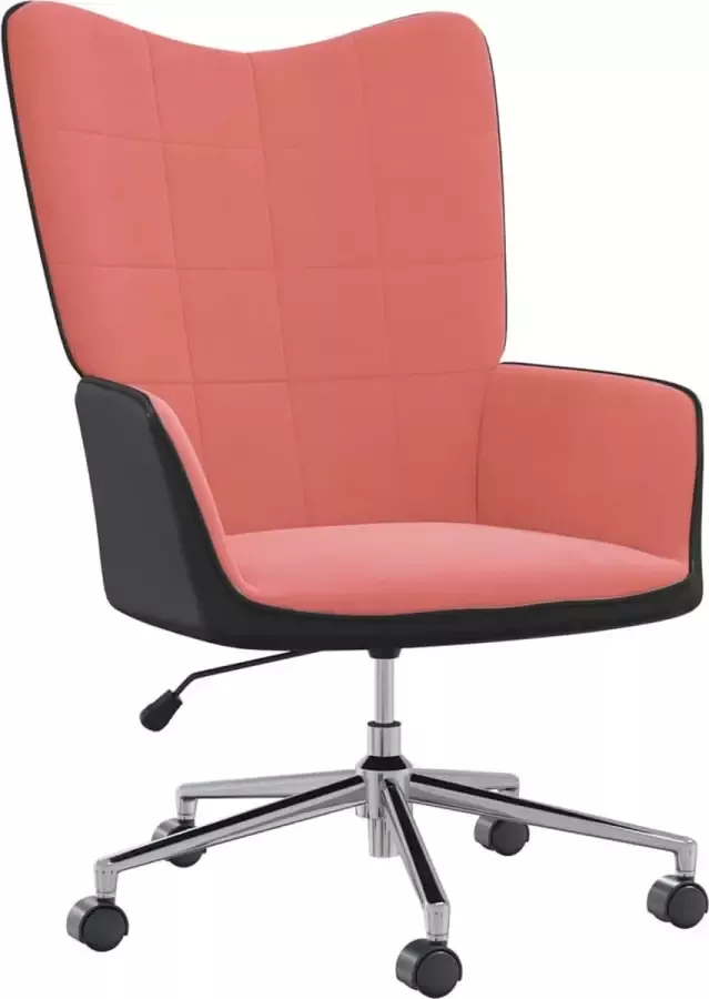 ForYou Prolenta Premium Relaxstoel fluweel en PVC roze- Fauteuil Fauteuils met armleuning Hoes stretch Relax Design
