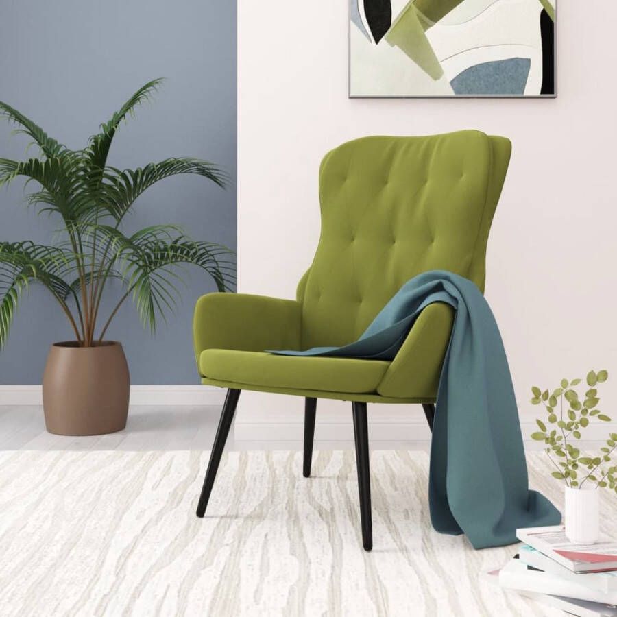 ForYou Prolenta Premium Relaxstoel fluweel lichtgroen- Fauteuil Fauteuils met armleuning Hoes stretch Relax Design
