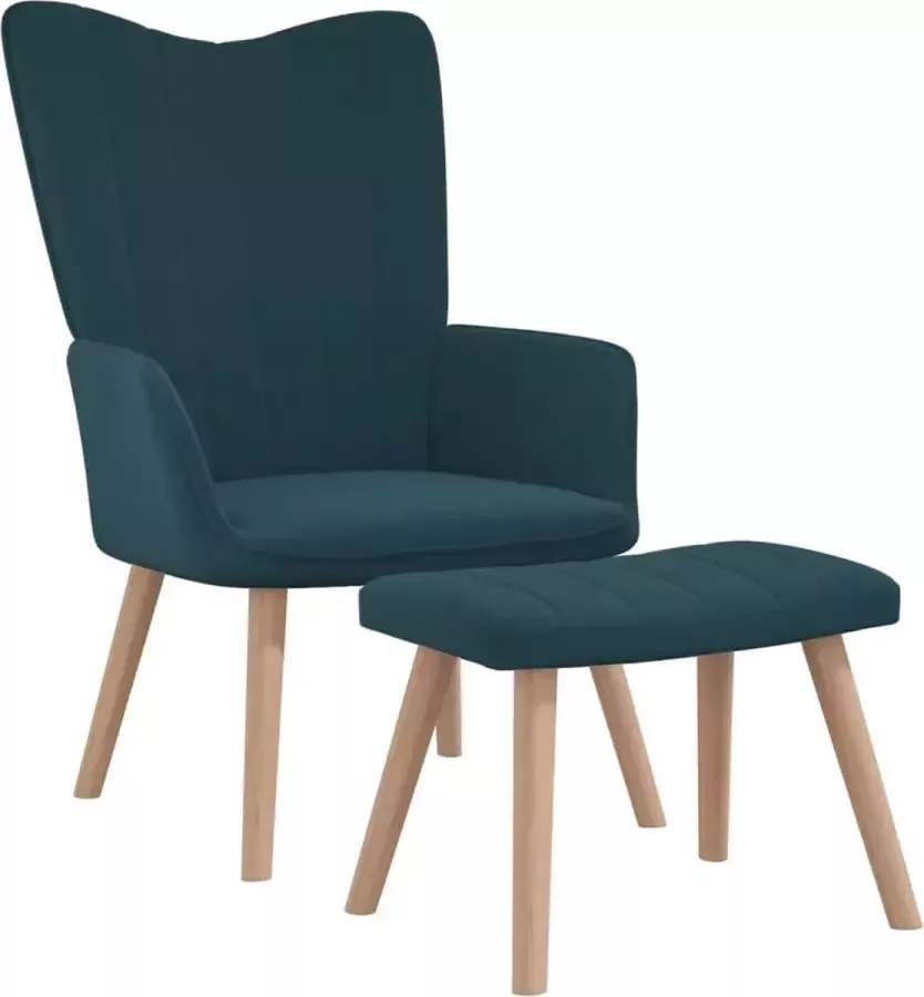 ForYou Prolenta Premium Relaxstoel met voetenbank fluweel blauw- Fauteuil Fauteuils met armleuning Hoes stretch Relax Design