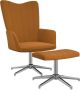 ForYou Prolenta Premium Relaxstoel met voetenbank fluweel bruin- Fauteuil Fauteuils met armleuning Hoes stretch Relax Design - Thumbnail 1