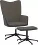 ForYou Prolenta Premium Relaxstoel met voetenbank fluweel en PVC donkergrijs- Fauteuil Fauteuils met armleuning Hoes stretch Relax Design - Thumbnail 2