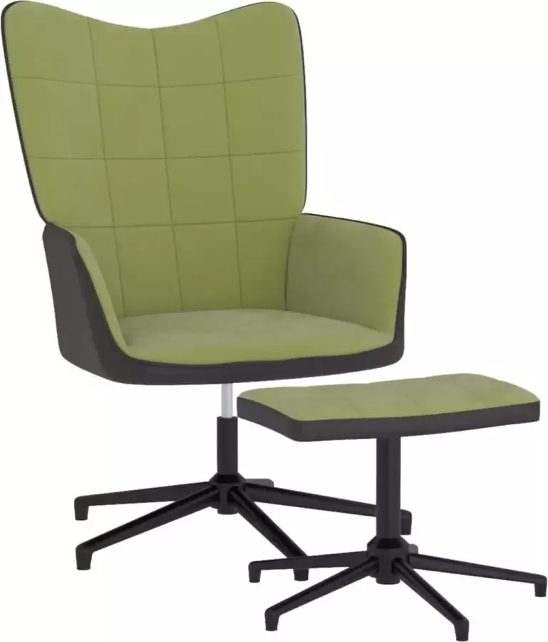 ForYou Prolenta Premium Relaxstoel met voetenbank fluweel en PVC lichtgroen- Fauteuil Fauteuils met armleuning Hoes stretch Relax Design
