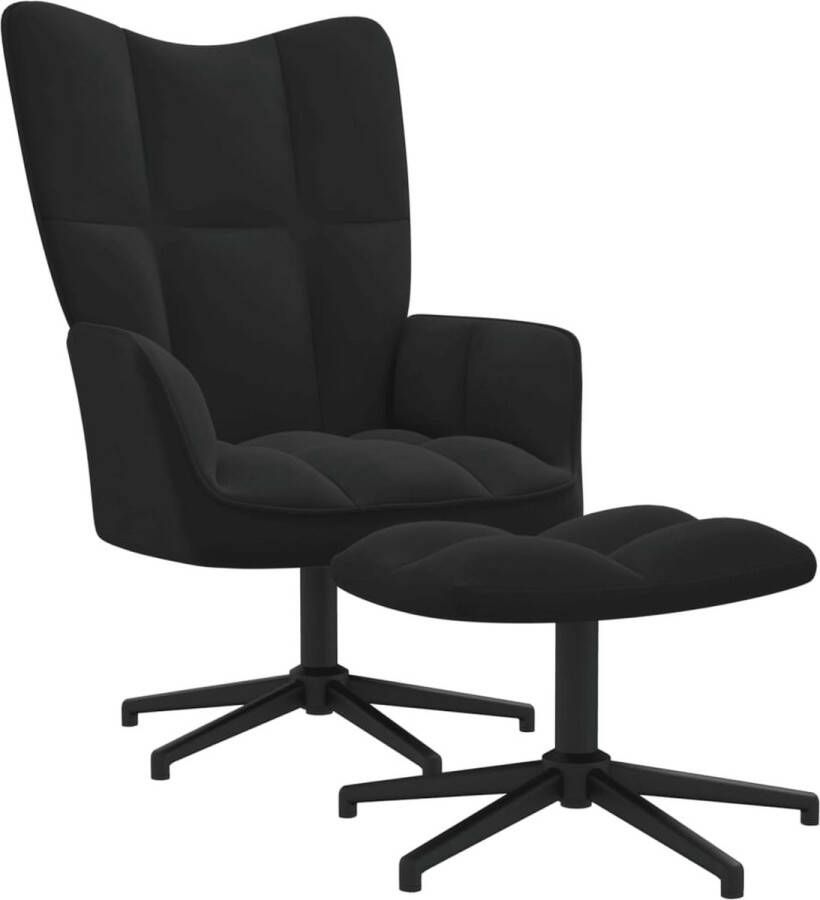 ForYou Prolenta Premium Relaxstoel met voetenbank fluweel zwart- Fauteuil Fauteuils met armleuning Hoes stretch Relax Design - Foto 1