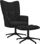 ForYou Prolenta Premium Relaxstoel met voetenbank fluweel zwart- Fauteuil Fauteuils met armleuning Hoes stretch Relax Design - Thumbnail 1