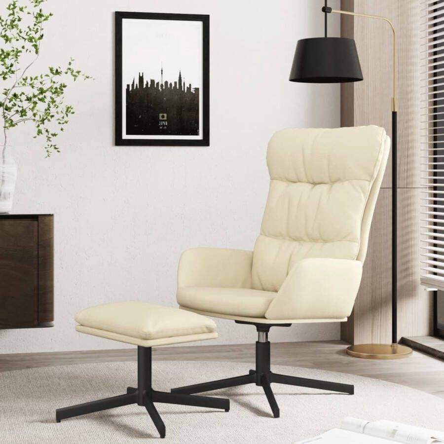 ForYou Prolenta Premium Relaxstoel met voetenbank kunstleer crèmekleurig- Fauteuil Fauteuils met armleuning Hoes stretch Relax Design