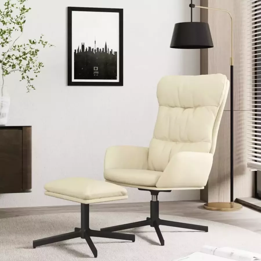 ForYou Prolenta Premium Relaxstoel met voetenbank kunstleer crèmekleurig- Fauteuil Fauteuils met armleuning Hoes stretch Relax Design