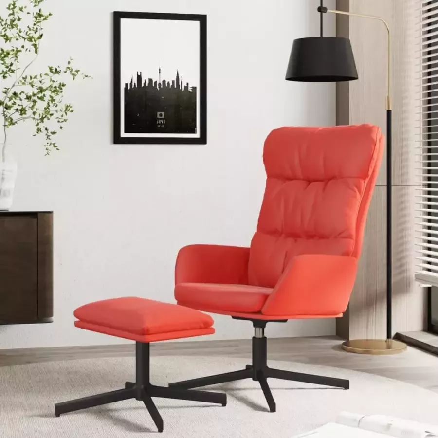 ForYou Prolenta Premium Relaxstoel met voetenbank kunstleer rood- Fauteuil Fauteuils met armleuning Hoes stretch Relax Design