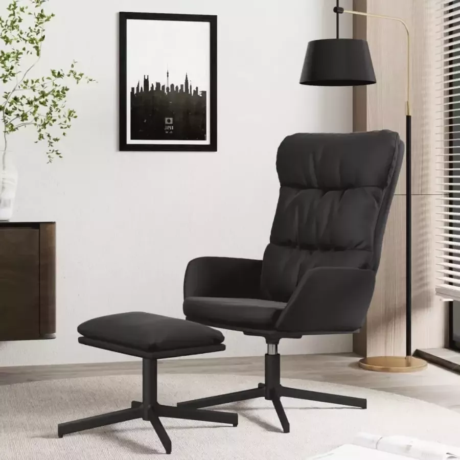 ForYou Prolenta Premium Relaxstoel met voetenbank kunstleer zwart- Fauteuil Fauteuils met armleuning Hoes stretch Relax Design