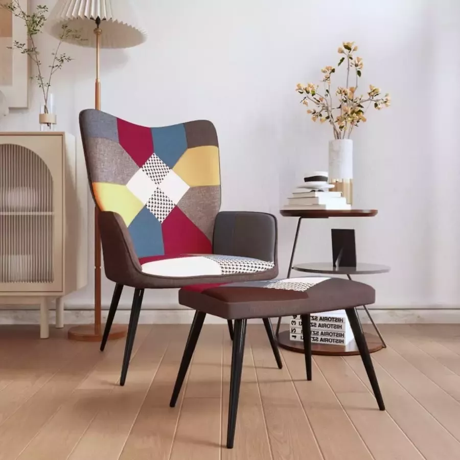 ForYou Prolenta Premium Relaxstoel met voetenbank patchwork stof- Fauteuil Fauteuils met armleuning Hoes stretch Relax Design