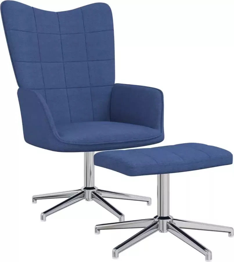 ForYou Prolenta Premium Relaxstoel met voetenbank stof blauw- Fauteuil Fauteuils met armleuning Hoes stretch Relax Design