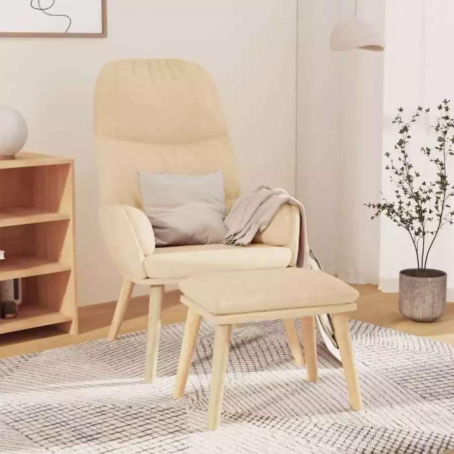 ForYou Prolenta Premium Relaxstoel met voetenbank stof crèmekleurig- Fauteuil Fauteuils met armleuning Hoes stretch Relax Design
