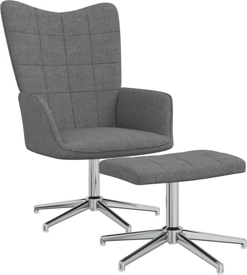 ForYou Prolenta Premium Relaxstoel met voetenbank stof donkergrijs- Fauteuil Fauteuils met armleuning Hoes stretch Relax Design