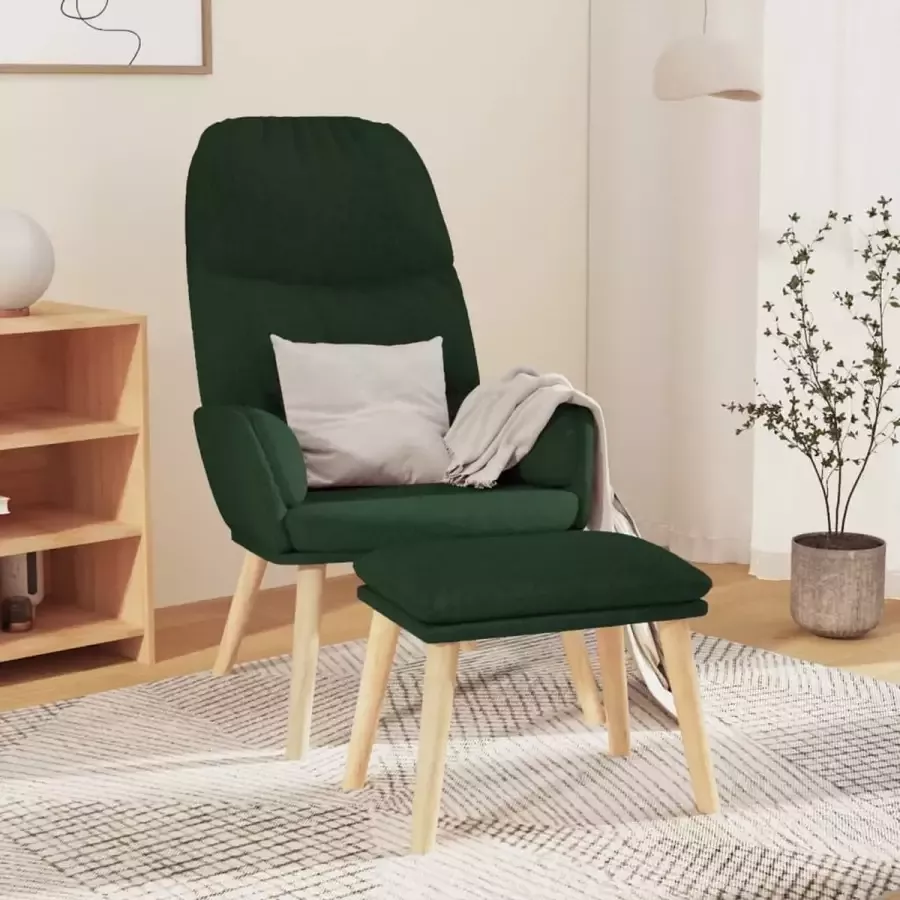 ForYou Prolenta Premium Relaxstoel met voetenbank stof donkergroen- Fauteuil Fauteuils met armleuning Hoes stretch Relax Design