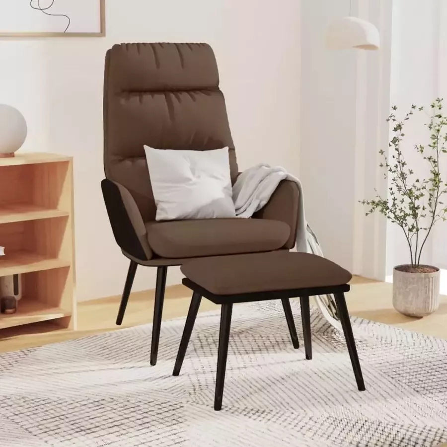 ForYou Prolenta Premium Relaxstoel met voetenbank stof en kunstleer bruin- Fauteuil Fauteuils met armleuning Hoes stretch Relax Design