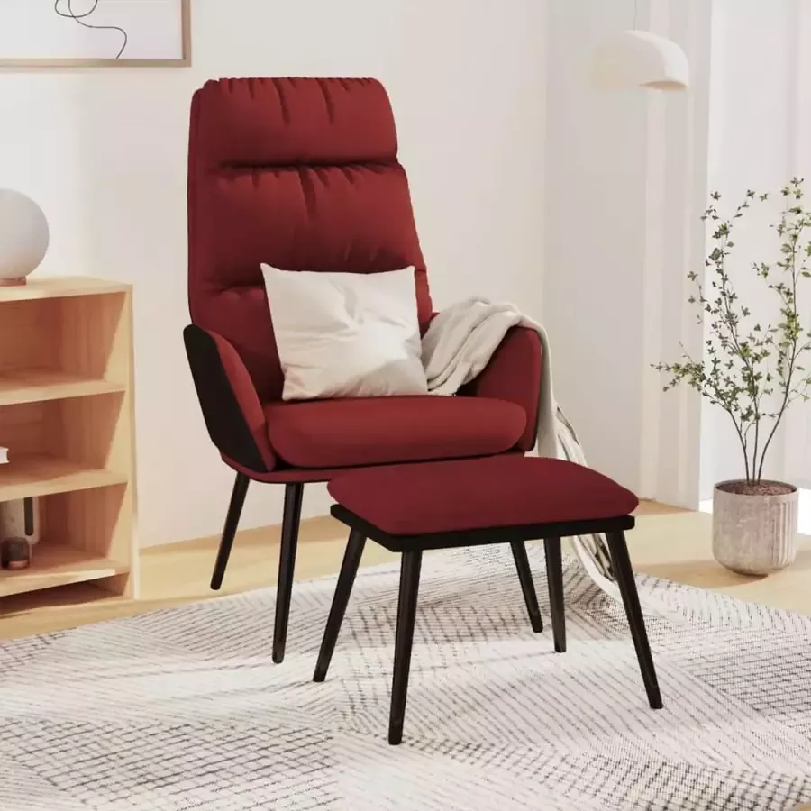 ForYou Prolenta Premium Relaxstoel met voetenbank stof en kunstleer wijnrood- Fauteuil Fauteuils met armleuning Hoes stretch Relax Design