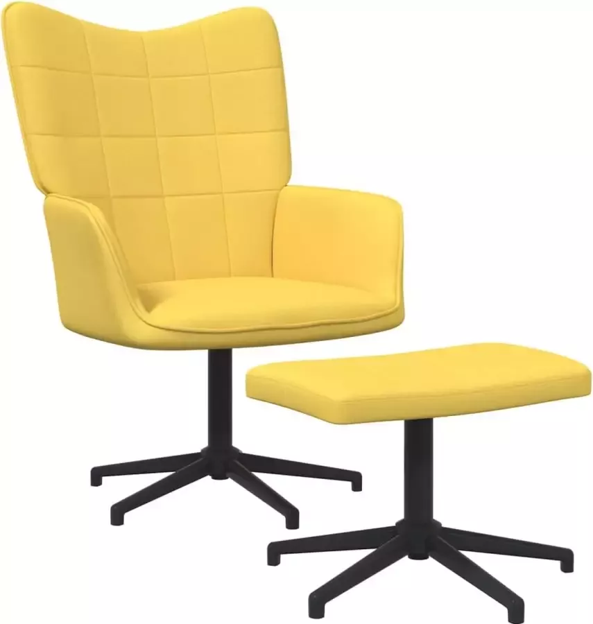 ForYou Prolenta Premium Relaxstoel met voetenbank stof mosterdgeel- Fauteuil Fauteuils met armleuning Hoes stretch Relax Design