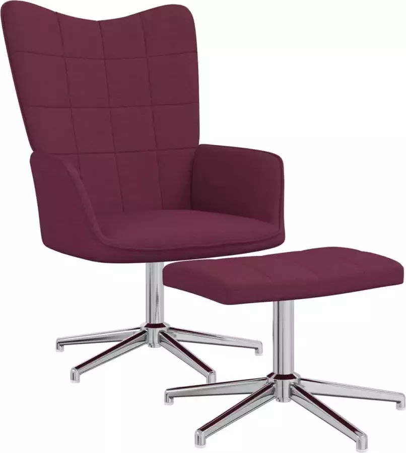 ForYou Prolenta Premium Relaxstoel met voetenbank stof paars- Fauteuil Fauteuils met armleuning Hoes stretch Relax Design